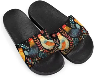 Howilath Women's Casual Slide Sandals, Cartoon Animals Print Comfortable Soft Sole Non-Slip Open Toe EVA Flat Sandals