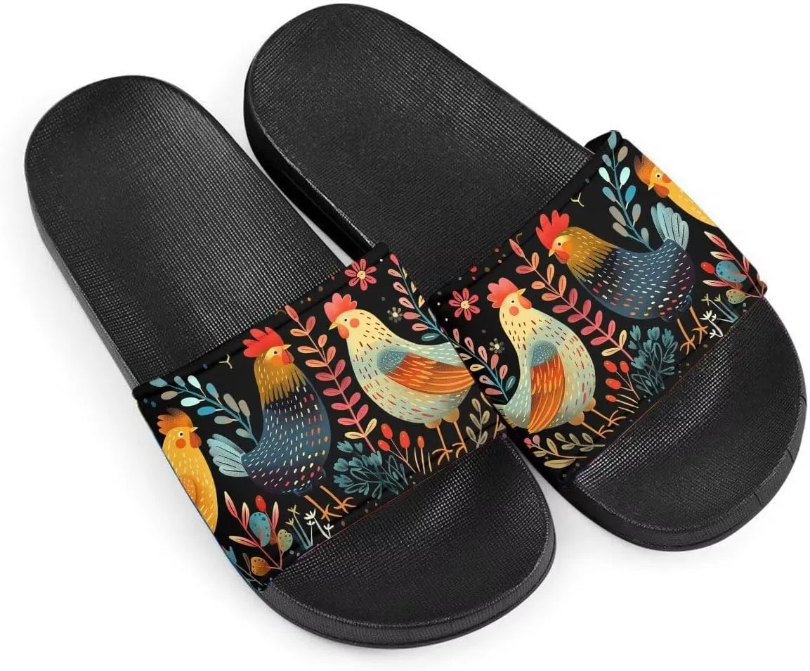 Howilath Women's Casual Slide Sandals, Cartoon Animals Print Comfortable Soft Sole Non-Slip Open Toe EVA Flat Sandals