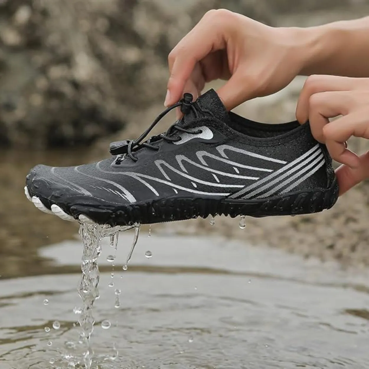 Hrtesus Grounding Shoes with Copper for Women Men Earthing Shoes Grounded Barefoot Footwear Wide Toe Highly Elastic Non-Slip Sneakers