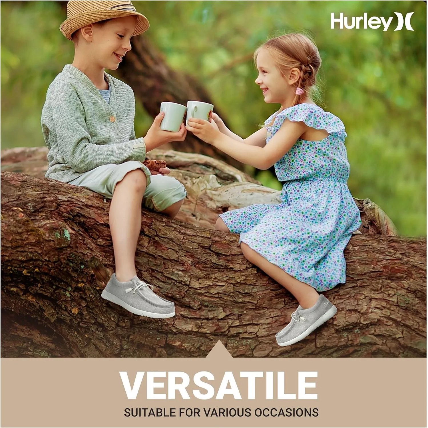 Hurley Kids Elastic Lace Loafers, Canvas Shoes for Boys & Girls - Comfortable, Durable, Stylish - Kid's Fashion Sneakers, Wide Toe Shoes for Everyday Wear