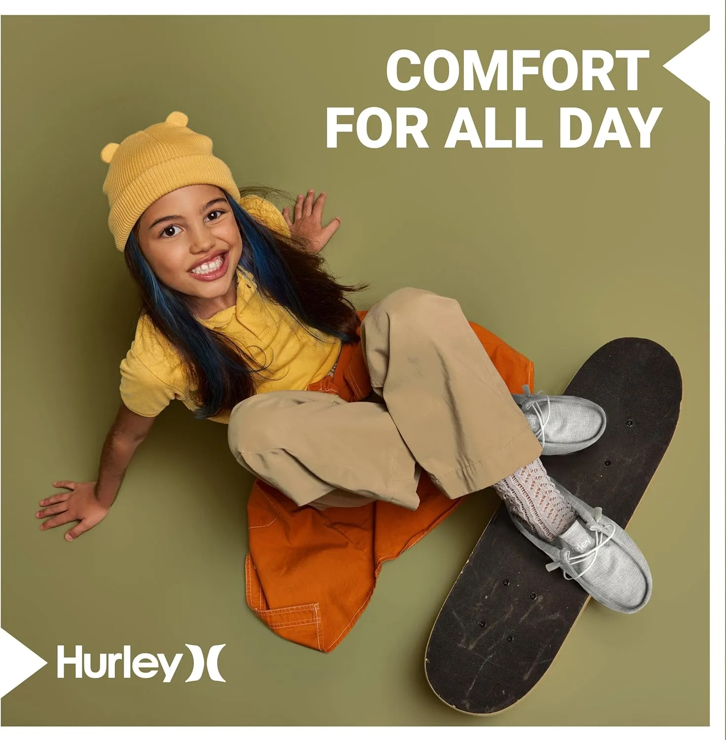 Hurley Kids Elastic Lace Loafers, Canvas Shoes for Boys & Girls - Comfortable, Durable, Stylish - Kid's Fashion Sneakers, Wide Toe Shoes for Everyday Wear