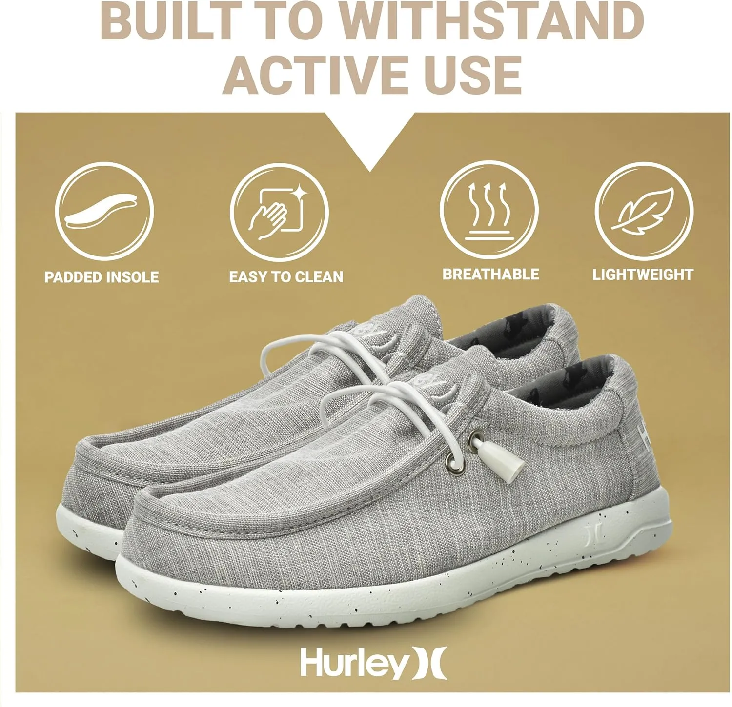 Hurley Kids Elastic Lace Loafers, Canvas Shoes for Boys & Girls - Comfortable, Durable, Stylish - Kid's Fashion Sneakers, Wide Toe Shoes for Everyday Wear