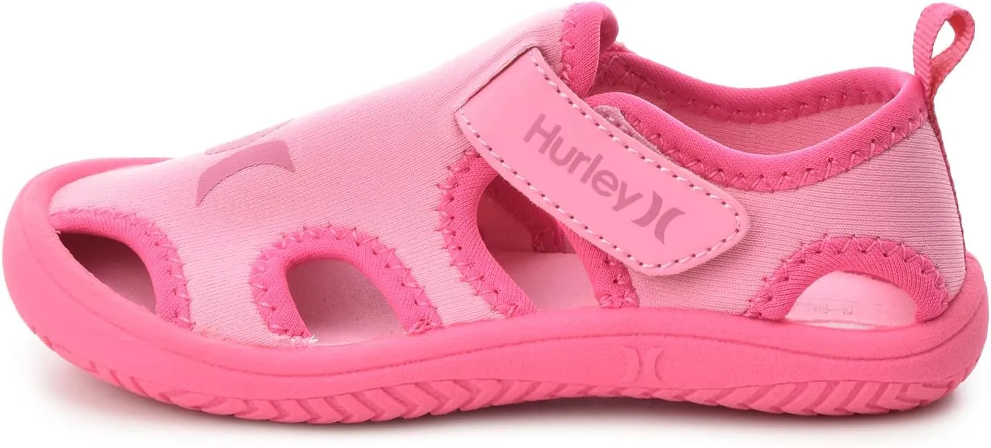Hurley Kona Toddler Water Shoes - Beach Essentials, Girls and Boys Closed Toe Sandals, Lightweight, Breathable, Kids Water Shoes with Non-Slip Sole and Adjustable Straps, Outdoor Toddler Swim Shoes