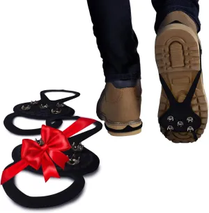 Ice Grippers Cleats for Shoes and Boots - 2 Pack Anti Slip Shoe Grip Crampons Spikes for Snow and Ice Make Winter Walking Safer and Provide Stability for Both Men and Women