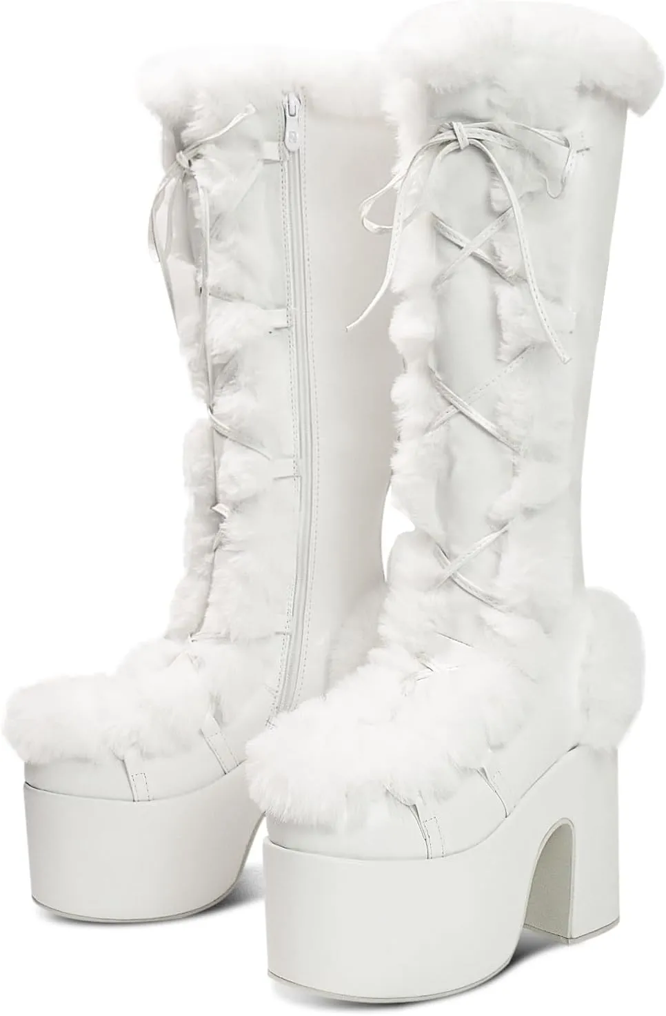 IMPREMEY Knee High Boots For Women， With Side Zipper Punk Gothic Thick-Soled Platform Boots…