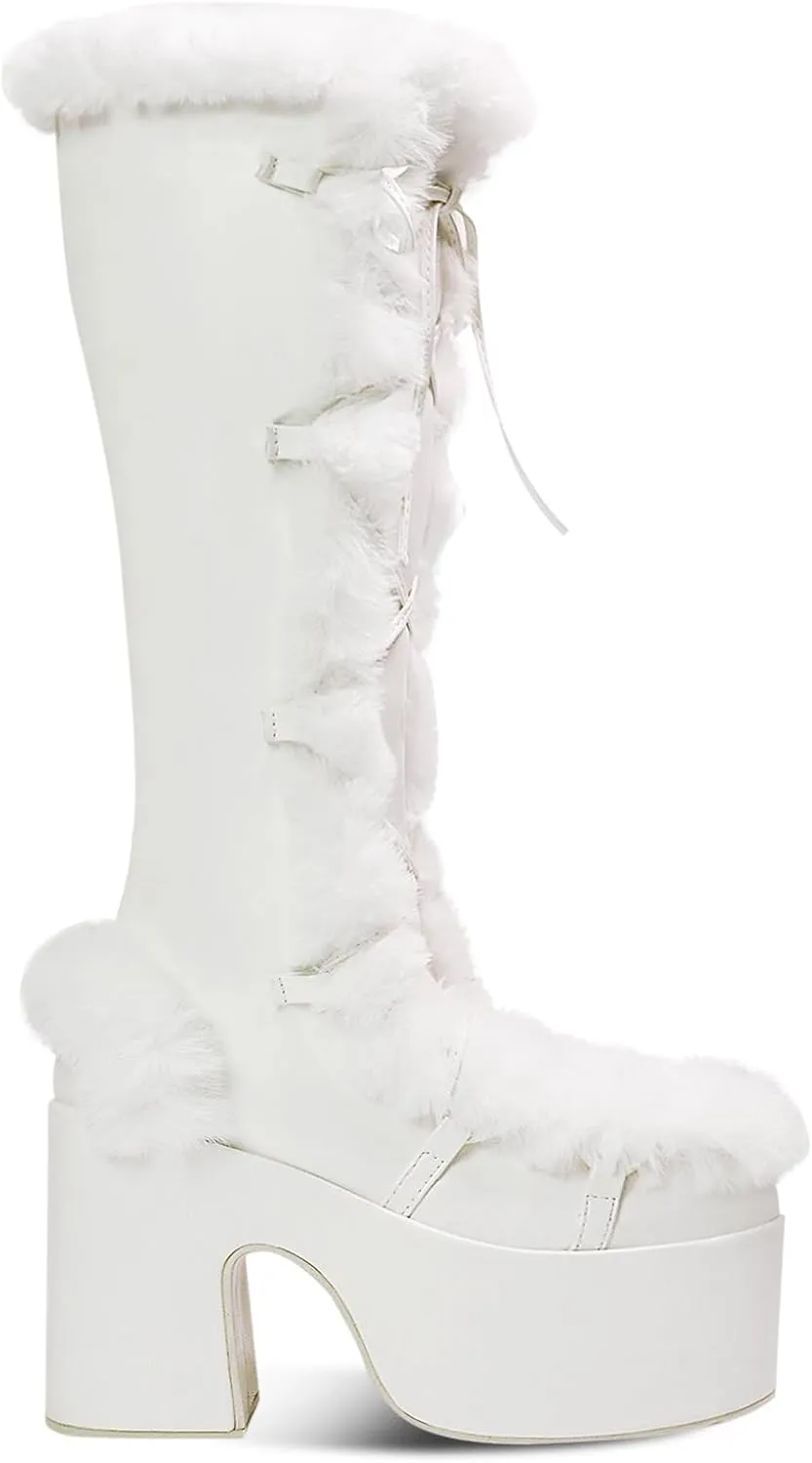 IMPREMEY Knee High Boots For Women， With Side Zipper Punk Gothic Thick-Soled Platform Boots…