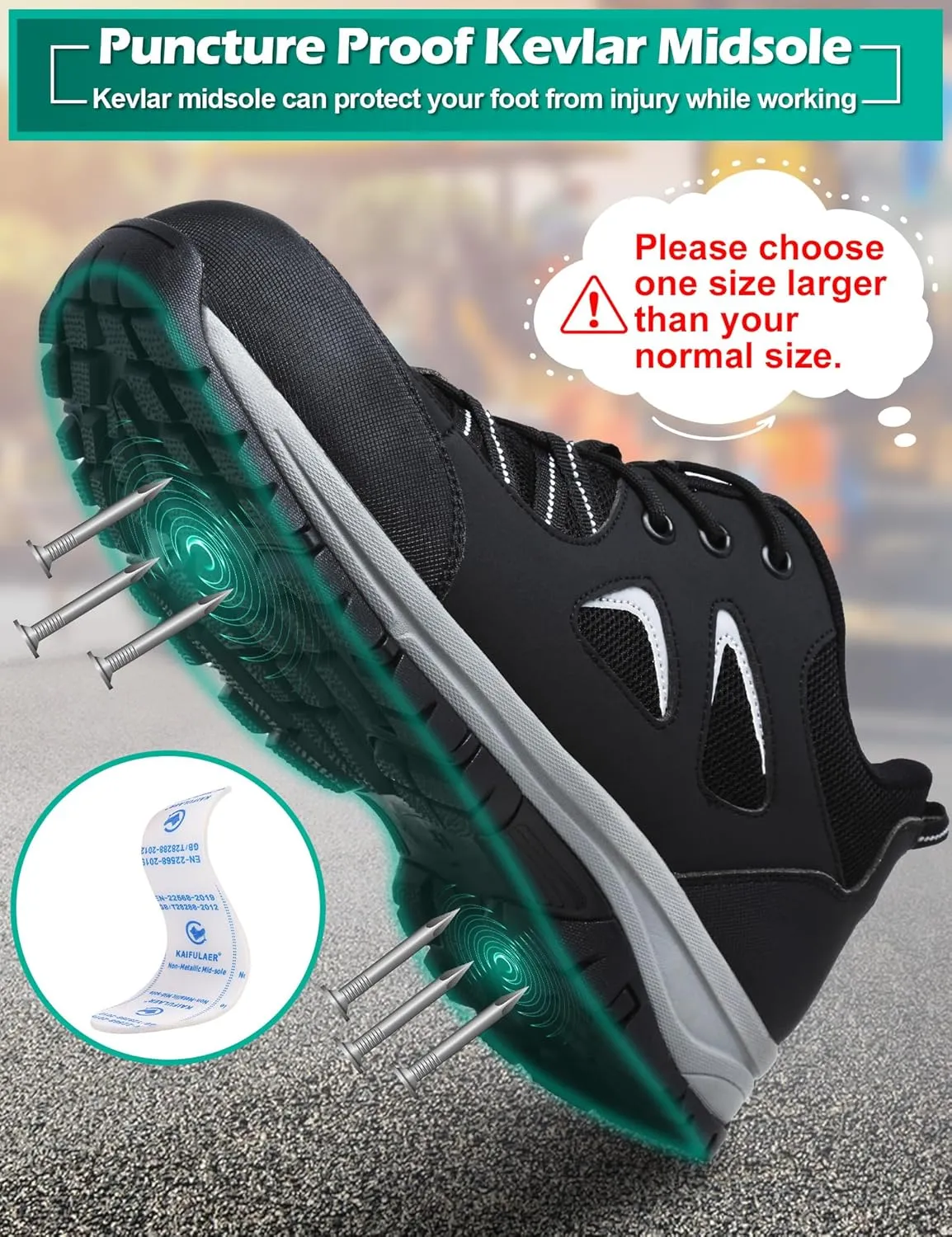 ISOOUS Steel Toe Shoes for Men Women Safety Composite Toe Sneakers Lightweight Comfortable Non Slip Resistant Work Shoes for Men Utility Indestructible Industrial Construction