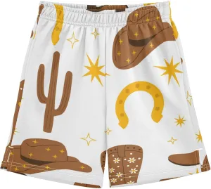 J JOYSAY Cowboy Hats Boots Cactus Boys Athletic Shorts Kids Youth Casual Shotrs with Elastic Waistband Pockets