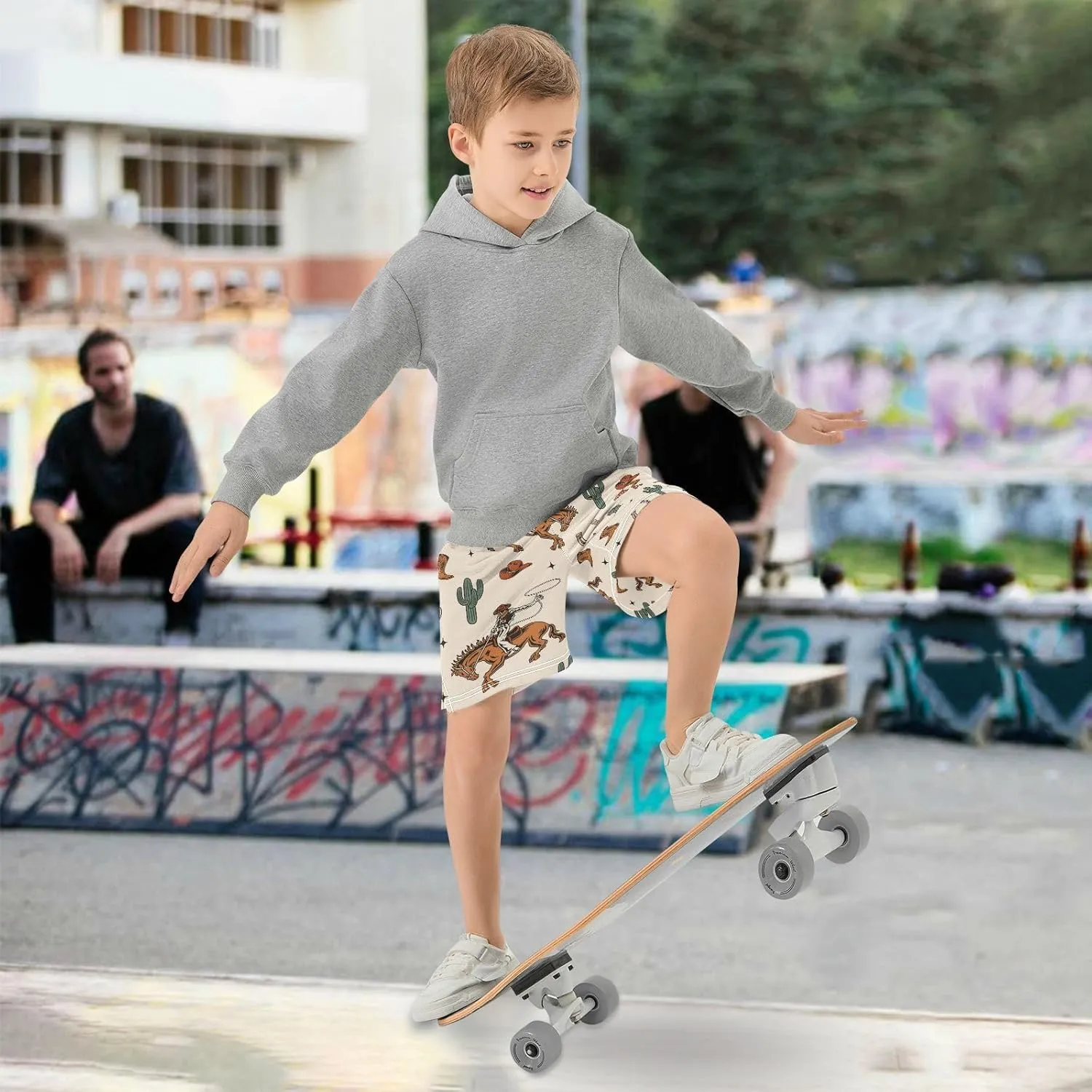 J JOYSAY Cowboys Horses Cactus Boots Boys Athletic Shorts Kids Youth Casual Shotrs with Pockets Elastic Waistband