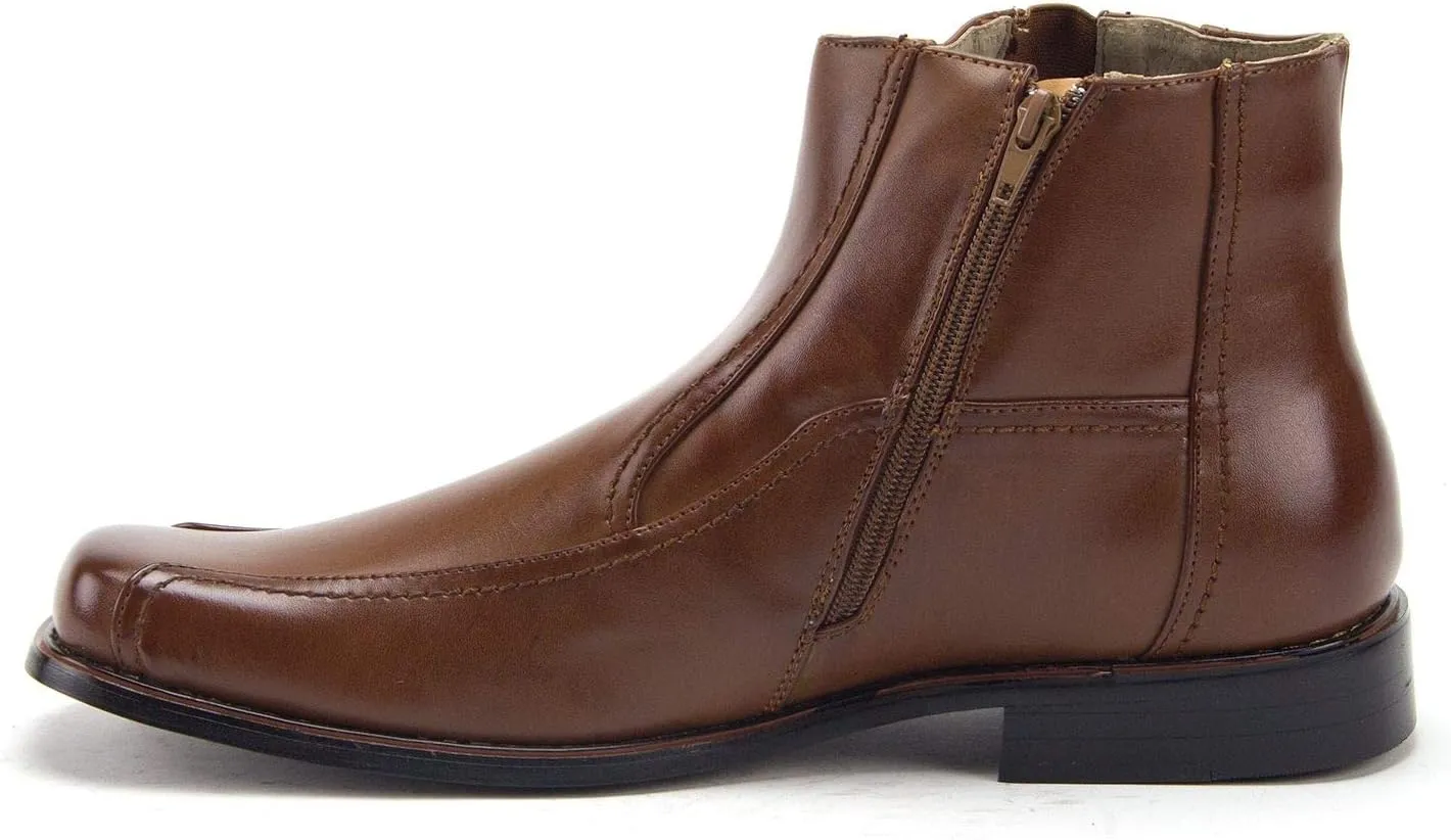 Jazamé Men's Leather Lined Ankle High Moto Zipped Chelsea Dress Boots Botas Bota