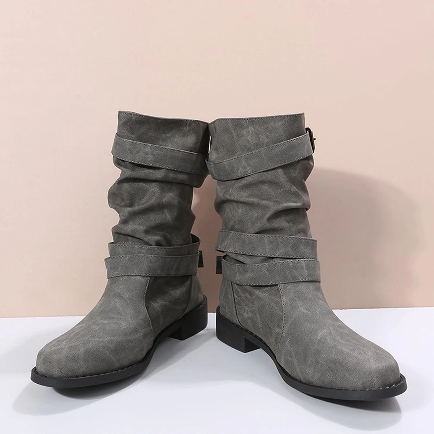 JEGULV Chunky Platform Boots for Women, Square Toe Shoes Lace up Zip High Heel Booties Combat Wedge Ankle Boots