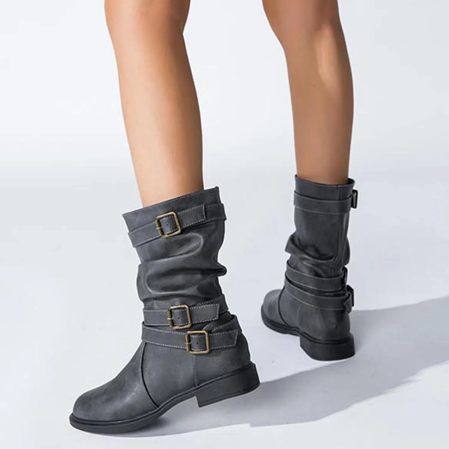 JEGULV Chunky Platform Boots for Women, Square Toe Shoes Lace up Zip High Heel Booties Combat Wedge Ankle Boots