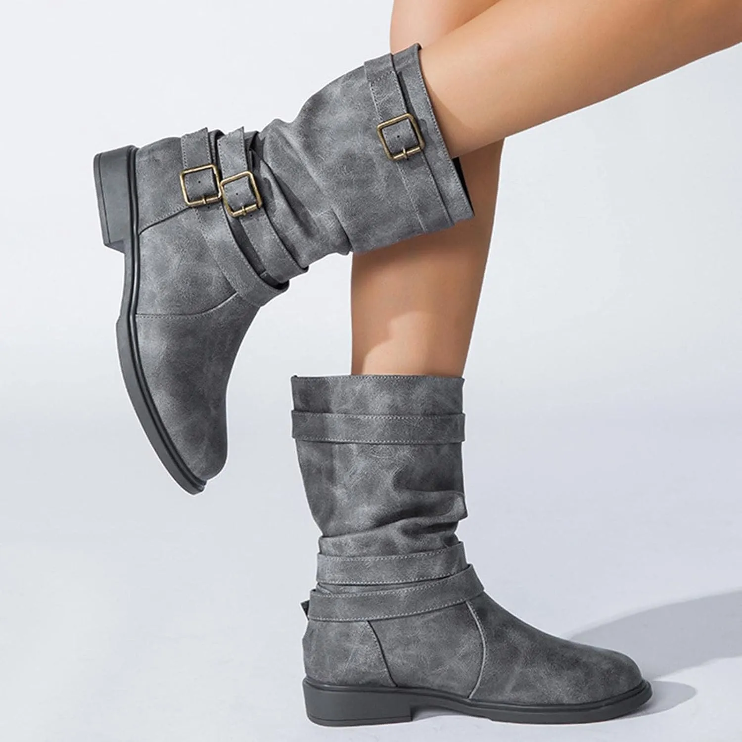 JEGULV Chunky Platform Boots for Women, Square Toe Shoes Lace up Zip High Heel Booties Combat Wedge Ankle Boots