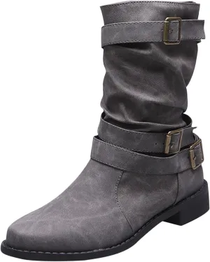JEGULV Chunky Platform Boots for Women, Square Toe Shoes Lace up Zip High Heel Booties Combat Wedge Ankle Boots