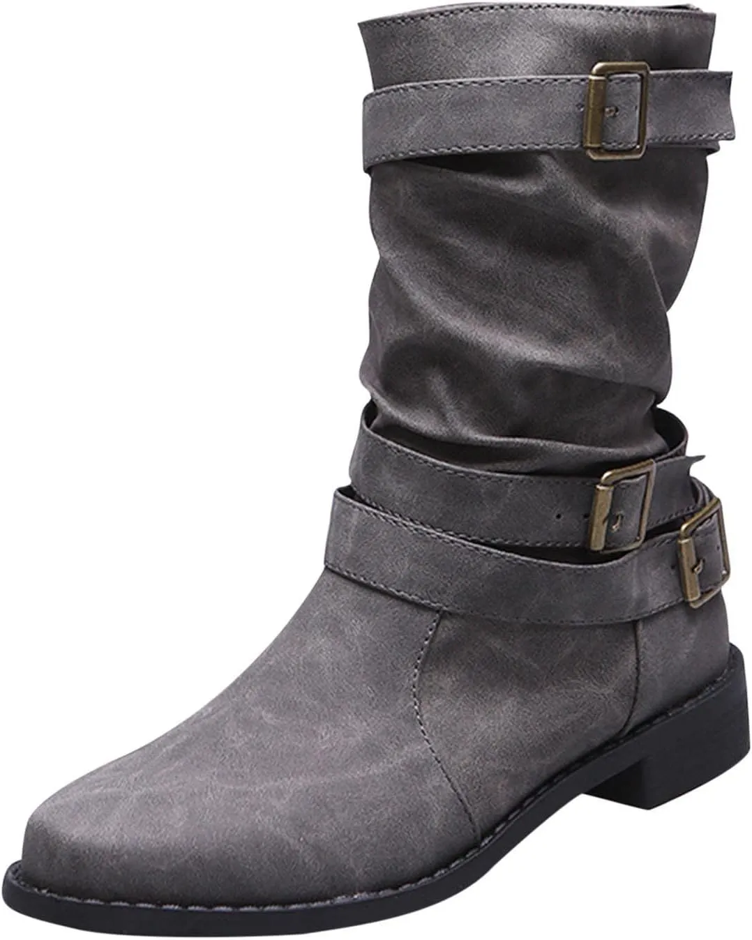 JEGULV Chunky Platform Boots for Women, Square Toe Shoes Lace up Zip High Heel Booties Combat Wedge Ankle Boots