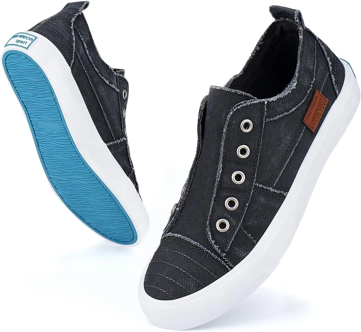 JENN ARDOR Womens Fall Slip On Fashion Sneakers No Laces Comfortable Casual Low Canvas Sneakers Flats Walking Shoes