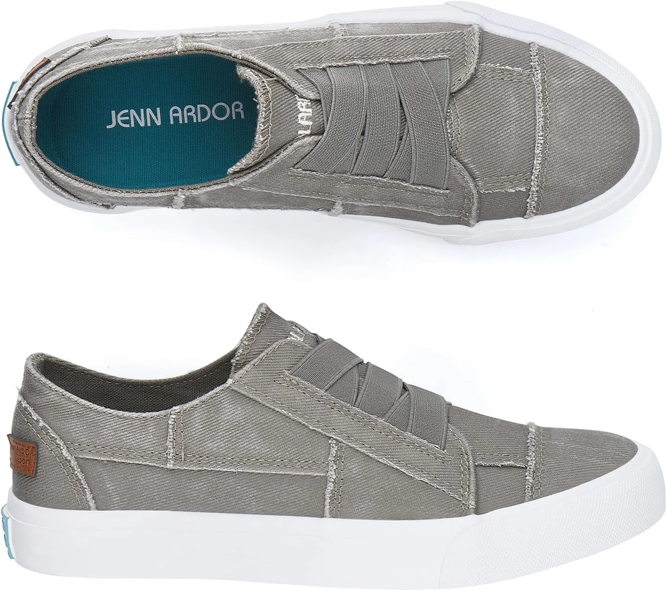 JENN ARDOR Women's Stylish Slip On Sneakers No Laces Elastic Low Top Canvas Sneakers Trendy Flats Comfortable Casual Walking Shoes