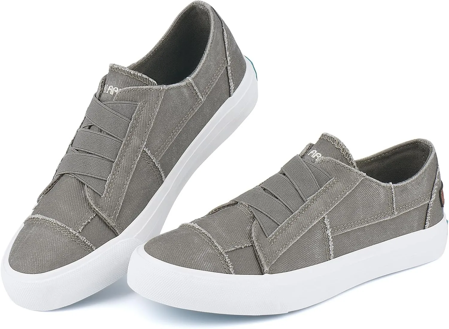 JENN ARDOR Women's Stylish Slip On Sneakers No Laces Elastic Low Top Canvas Sneakers Trendy Flats Comfortable Casual Walking Shoes