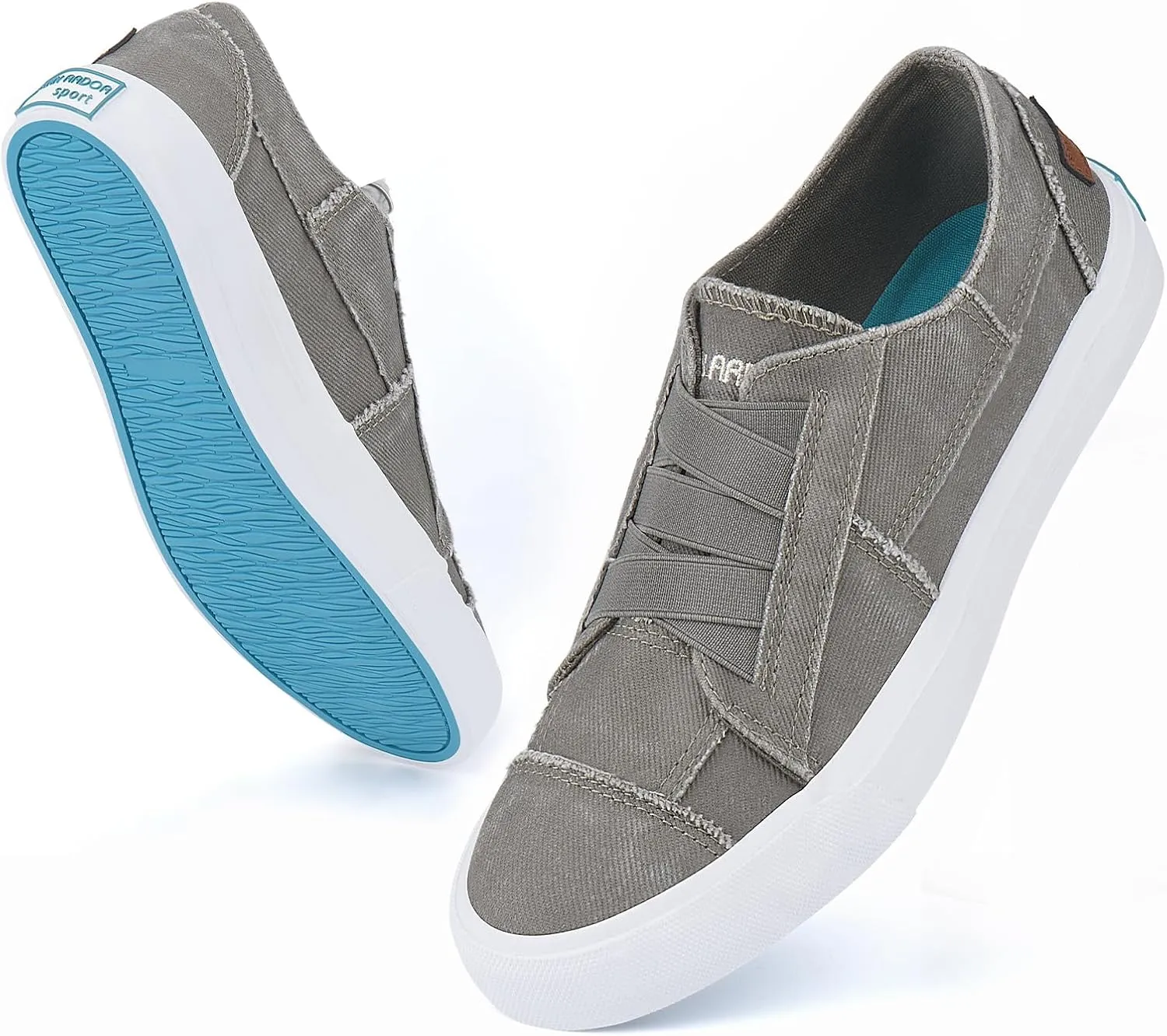 JENN ARDOR Women's Stylish Slip On Sneakers No Laces Elastic Low Top Canvas Sneakers Trendy Flats Comfortable Casual Walking Shoes
