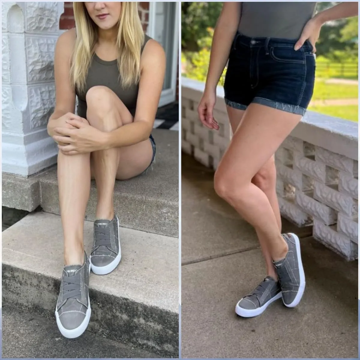 JENN ARDOR Women's Stylish Slip On Sneakers No Laces Elastic Low Top Canvas Sneakers Trendy Flats Comfortable Casual Walking Shoes