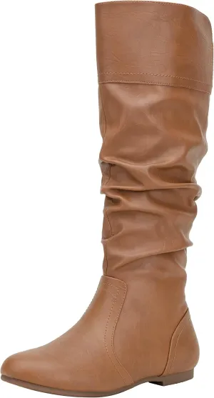 Jeossy Women's 9601 Knee High Boots Tall Slouch Boots with Inside Zipper
