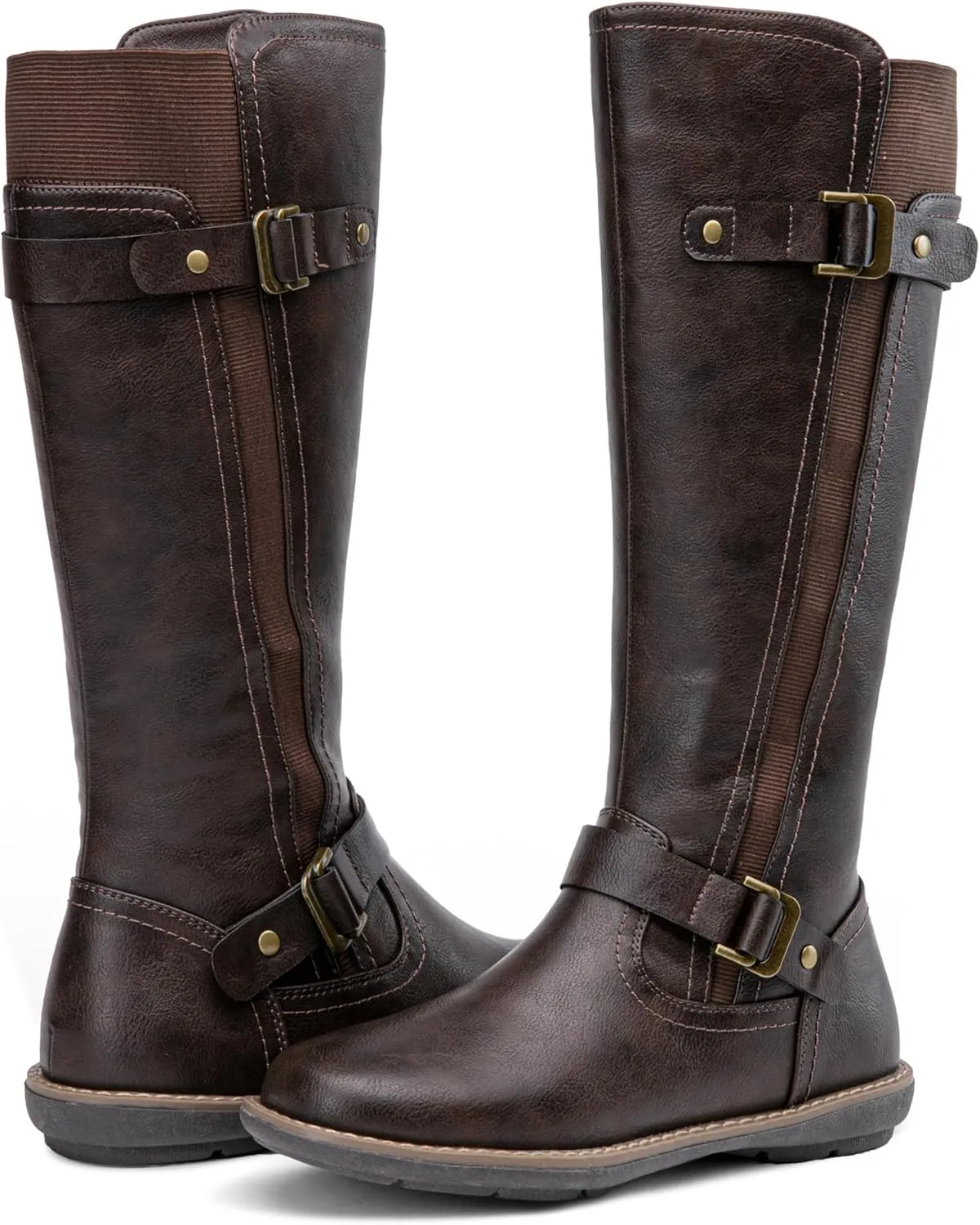 Jeossy Women's 9656 Knee-High Boots Fashion Riding Boots with Buckle
