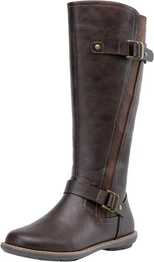 Jeossy Women's 9656 Knee-High Boots Fashion Riding Boots with Buckle