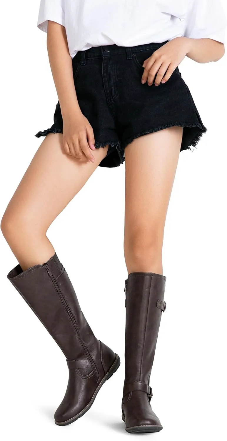 Jeossy Women's 9656 Knee-High Boots Fashion Riding Boots with Buckle
