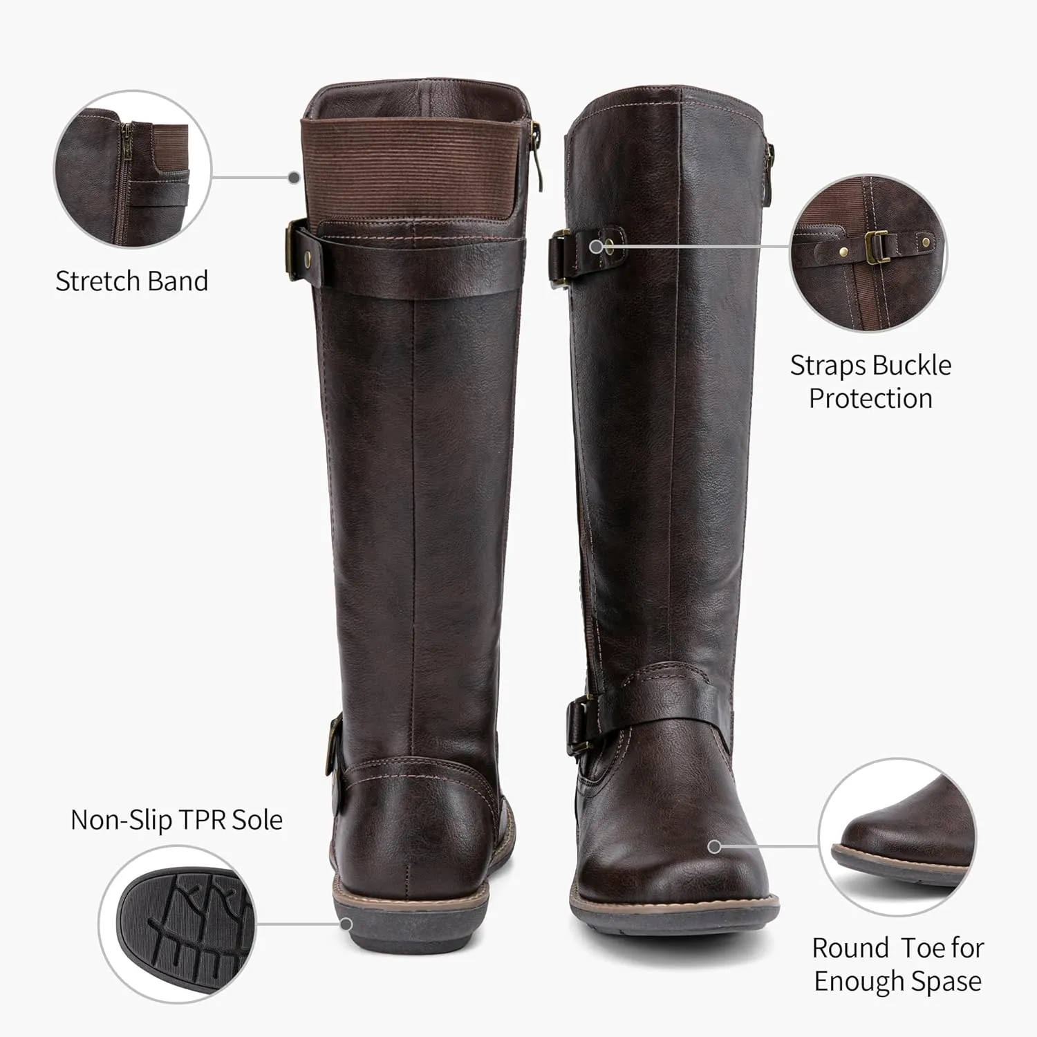 Jeossy Women's 9656 Knee-High Boots Fashion Riding Boots with Buckle