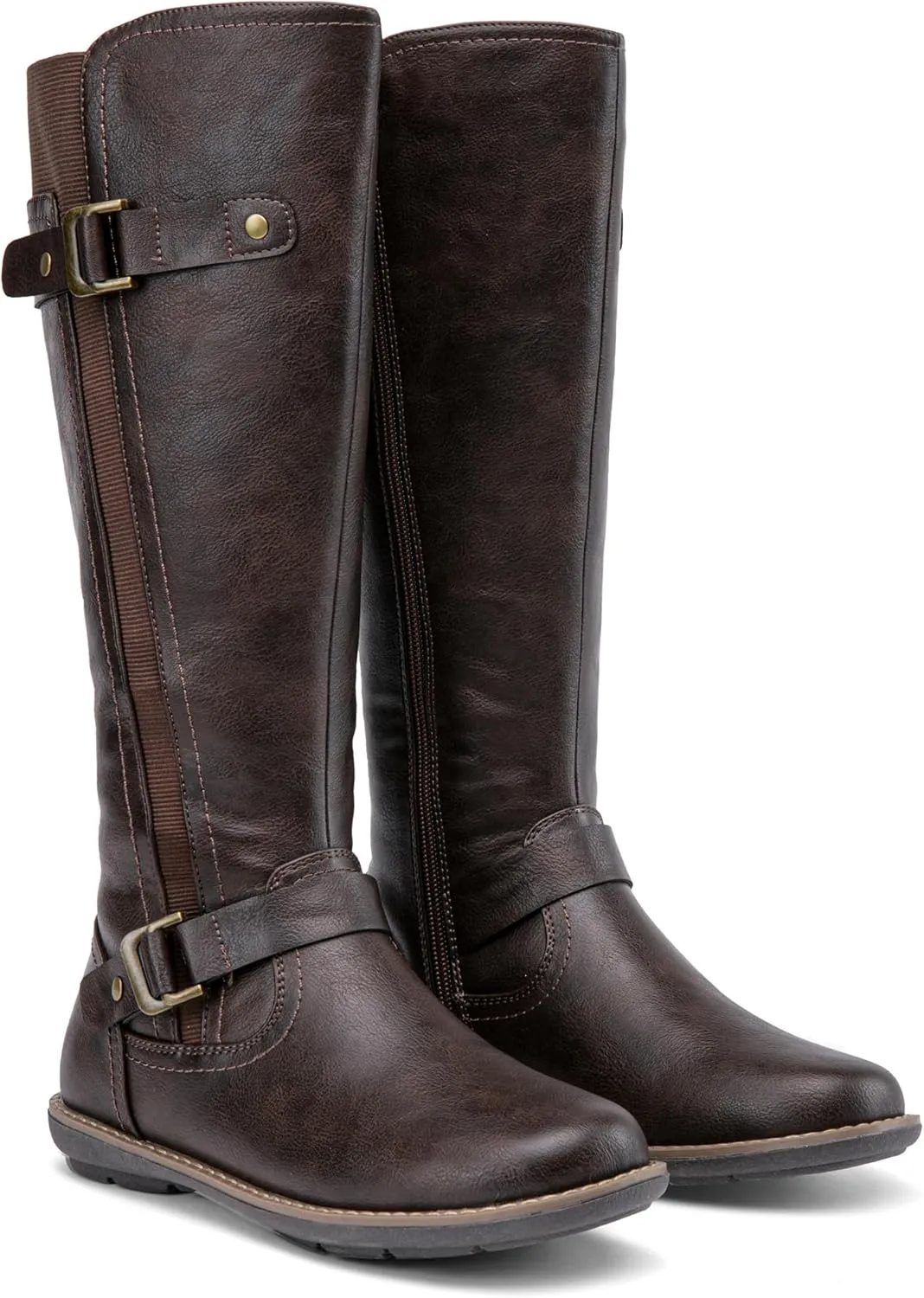 Jeossy Women's 9656 Knee-High Boots Fashion Riding Boots with Buckle