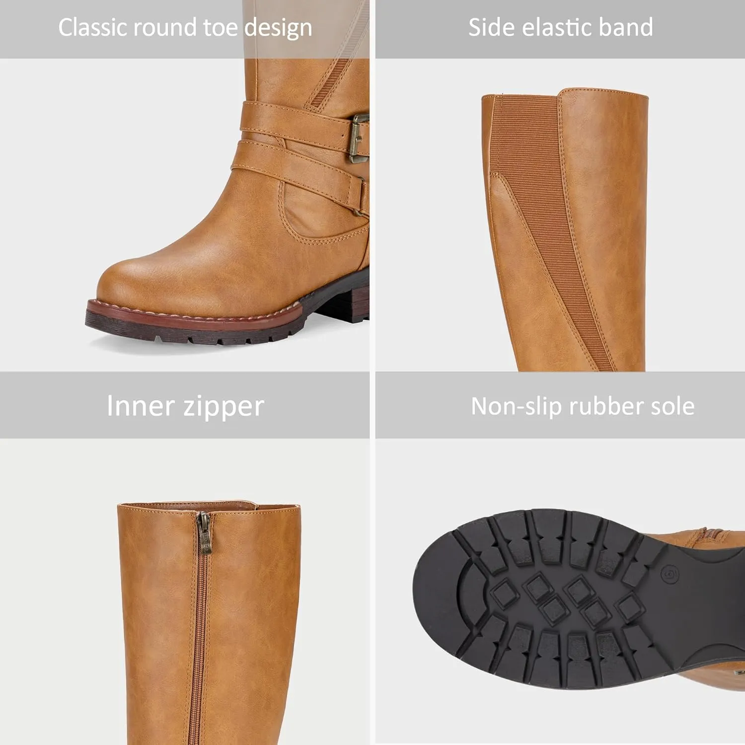 Jeossy Women's 9659 Knee High Boots, Riding Horse Tall Boots with Elastic Band and Side Zipper