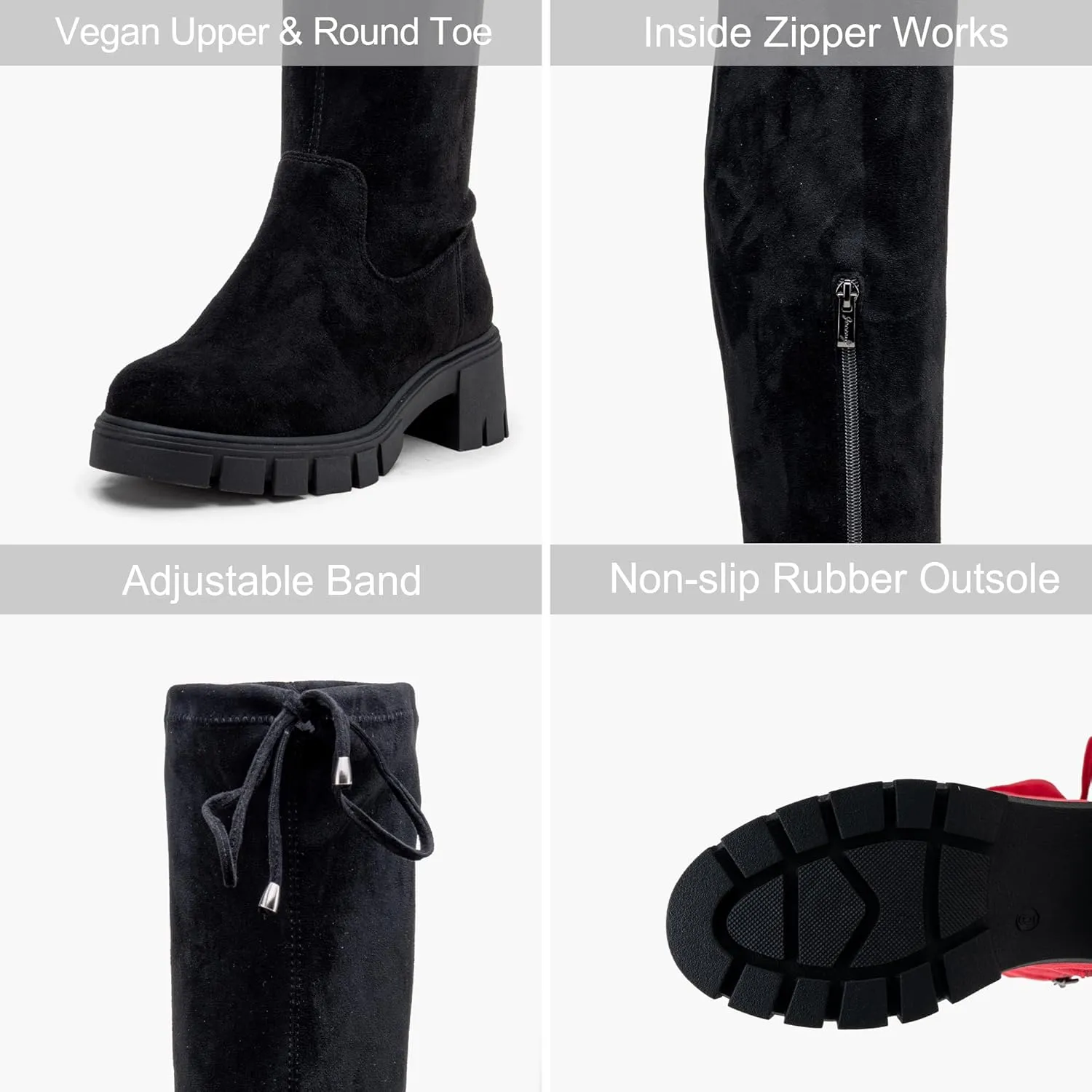 Jeossy Women's 990 Over The Knee High Boots Platform Thigh High Boots Round Toe Long Boots for Women