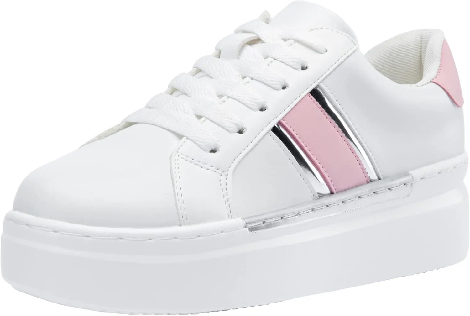 Jeossy Women's Platform Chunky White Casual Sneakers, Comfort 8028 Trendy Sneakers So Light Weight