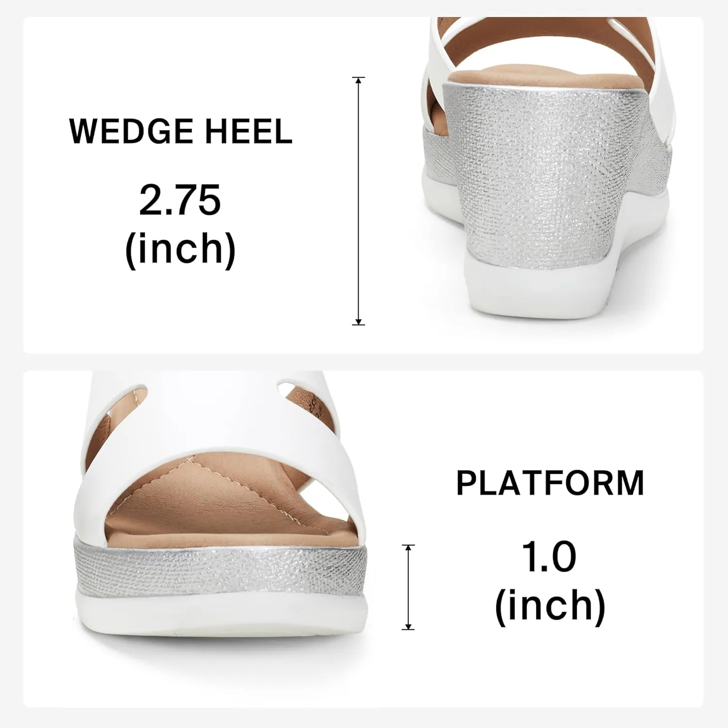 Jeossy Women's Platform Wedge Sandals Slip On 825 Peep Toe High Heel Sandals