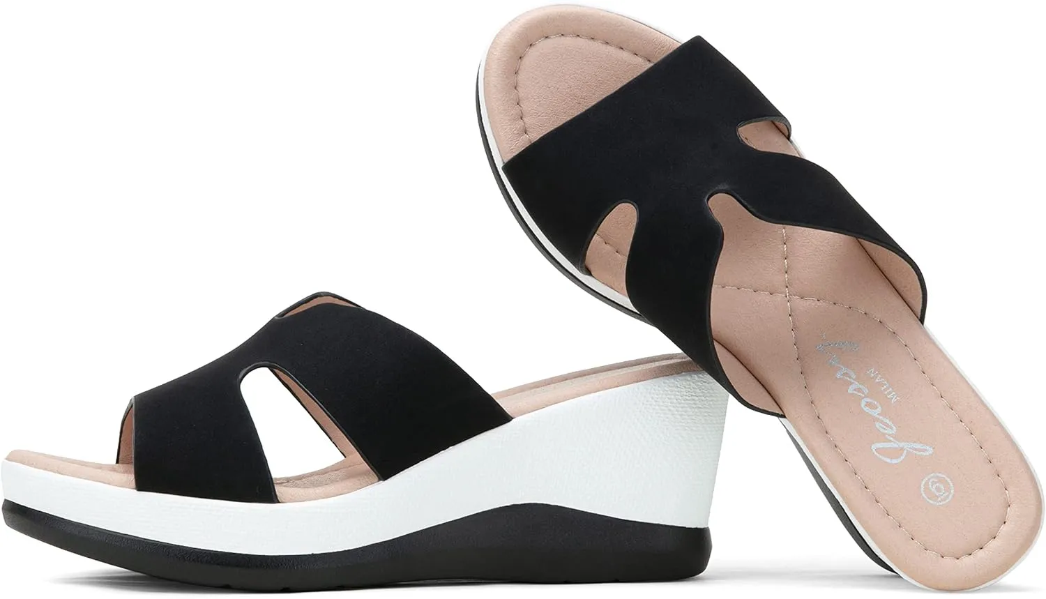 Jeossy Women's Platform Wedge Sandals Slip On 825 Peep Toe High Heel Sandals