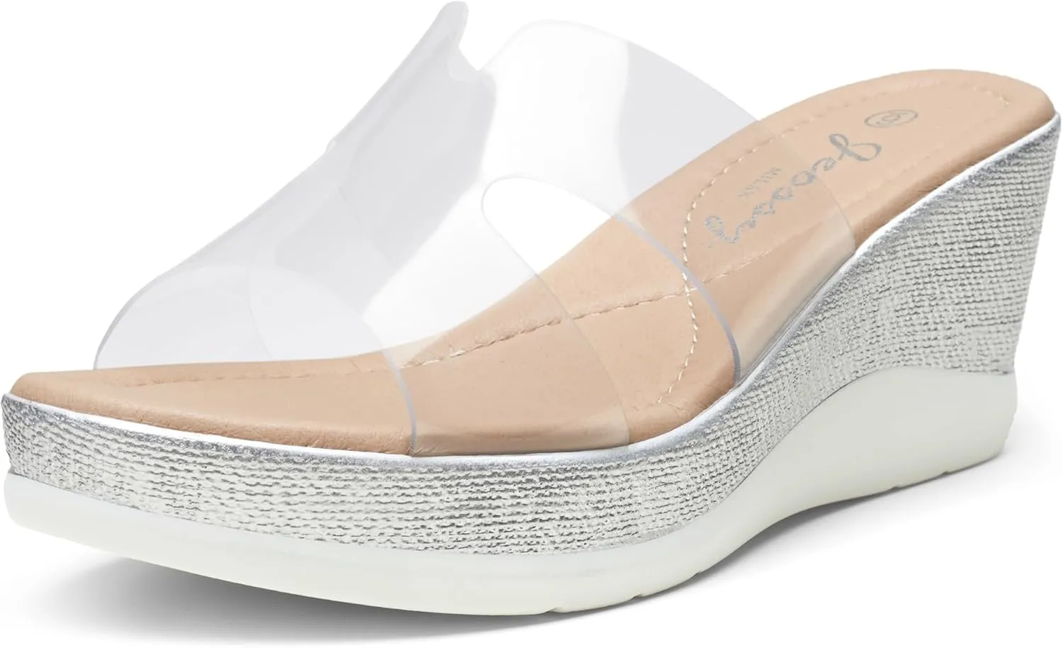 Jeossy Women's Platform Wedge Sandals Slip On 825 Peep Toe High Heel Sandals