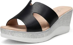 Jeossy Women's Platform Wedge Sandals Slip On 825 Peep Toe High Heel Sandals