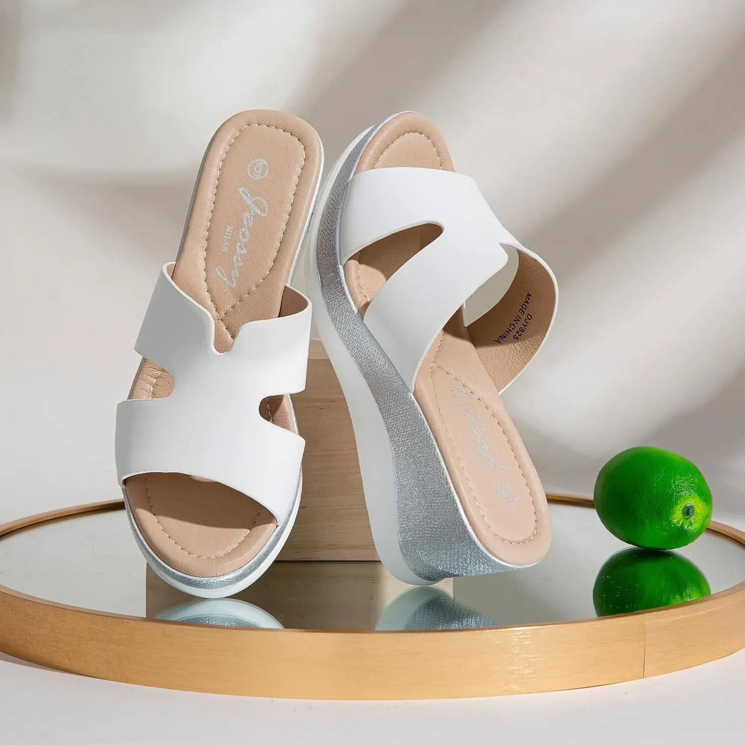 Jeossy Women's Platform Wedge Sandals Slip On 825 Peep Toe High Heel Sandals