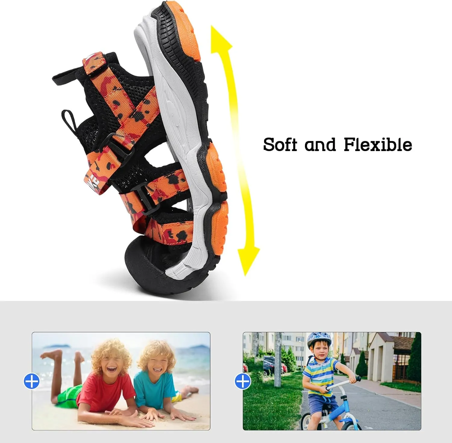 JMFCHI Boys Girls Sports Sandals Summer Kids Closed Toe Outdoor Sandals Athletic Water Shoes Sandals Child Pool Beach Sandals Quick Drying Slip Resistant