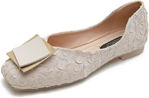 JOEupin Women's Square Toe Flat Shoes Soft Sole Slip on Dress Shoes Ballet Walking Loafers