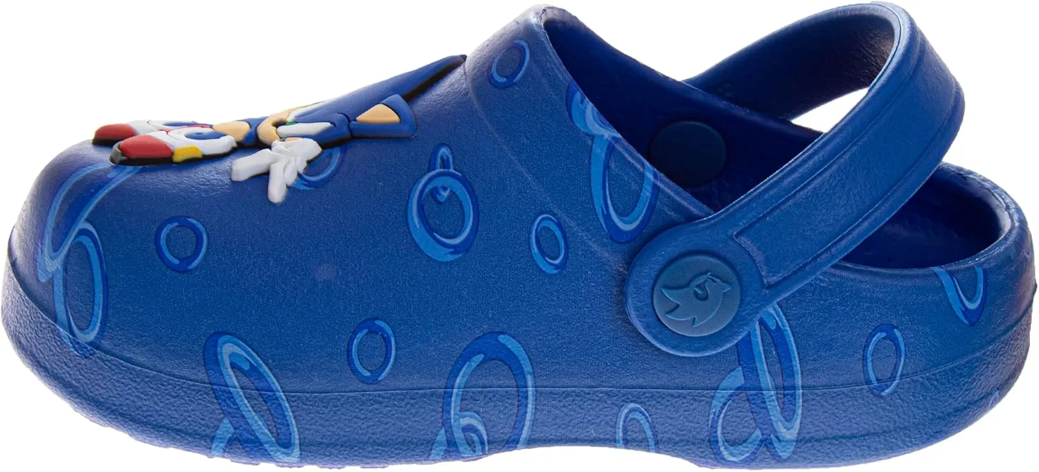 Josmo Kids Sonic Clog Sandal Waterproof Slip-On Slides for Boys - Sonic The Hedgehog Closed Toe Clogs with Backstrap (Sizes: 5-10 Toddlers / 11-12 Little Kids)