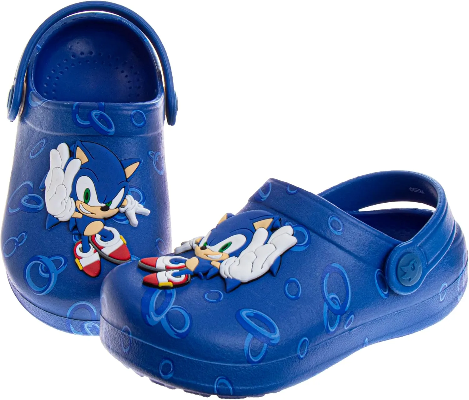 Josmo Kids Sonic Clog Sandal Waterproof Slip-On Slides for Boys - Sonic The Hedgehog Closed Toe Clogs with Backstrap (Sizes: 5-10 Toddlers / 11-12 Little Kids)