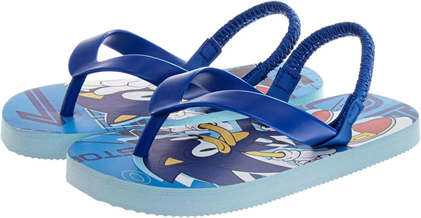 Josmo SEGA Sonic the Hedgehog Boys Footwear Sandals Bundle Flip Flops & Water Shoes for Boys Size Toddler - Little Kids