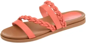 Journee Collection Womens Colette Slide Flat Sandals - Coral