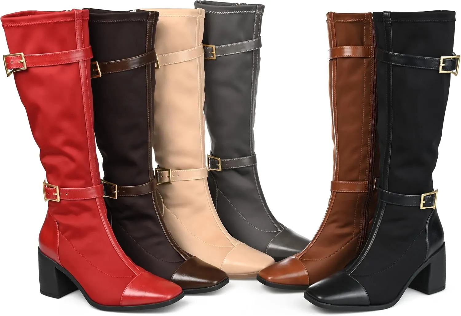 Journee Collection Womens Gibree Mixed Media Nylon Knee-High Boots