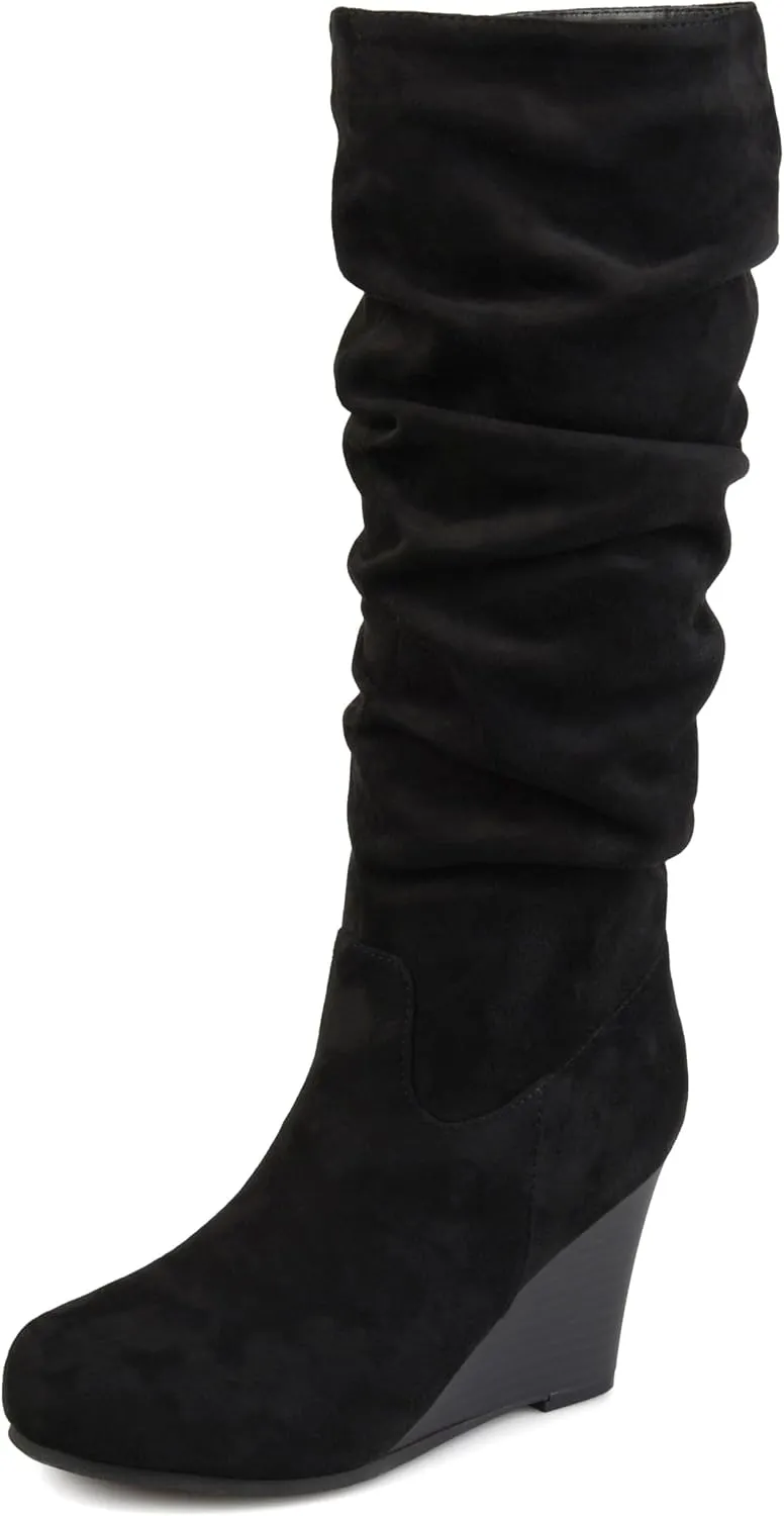 Journee Collection Women's Haze Wedge Knee High Boots - Black - 6