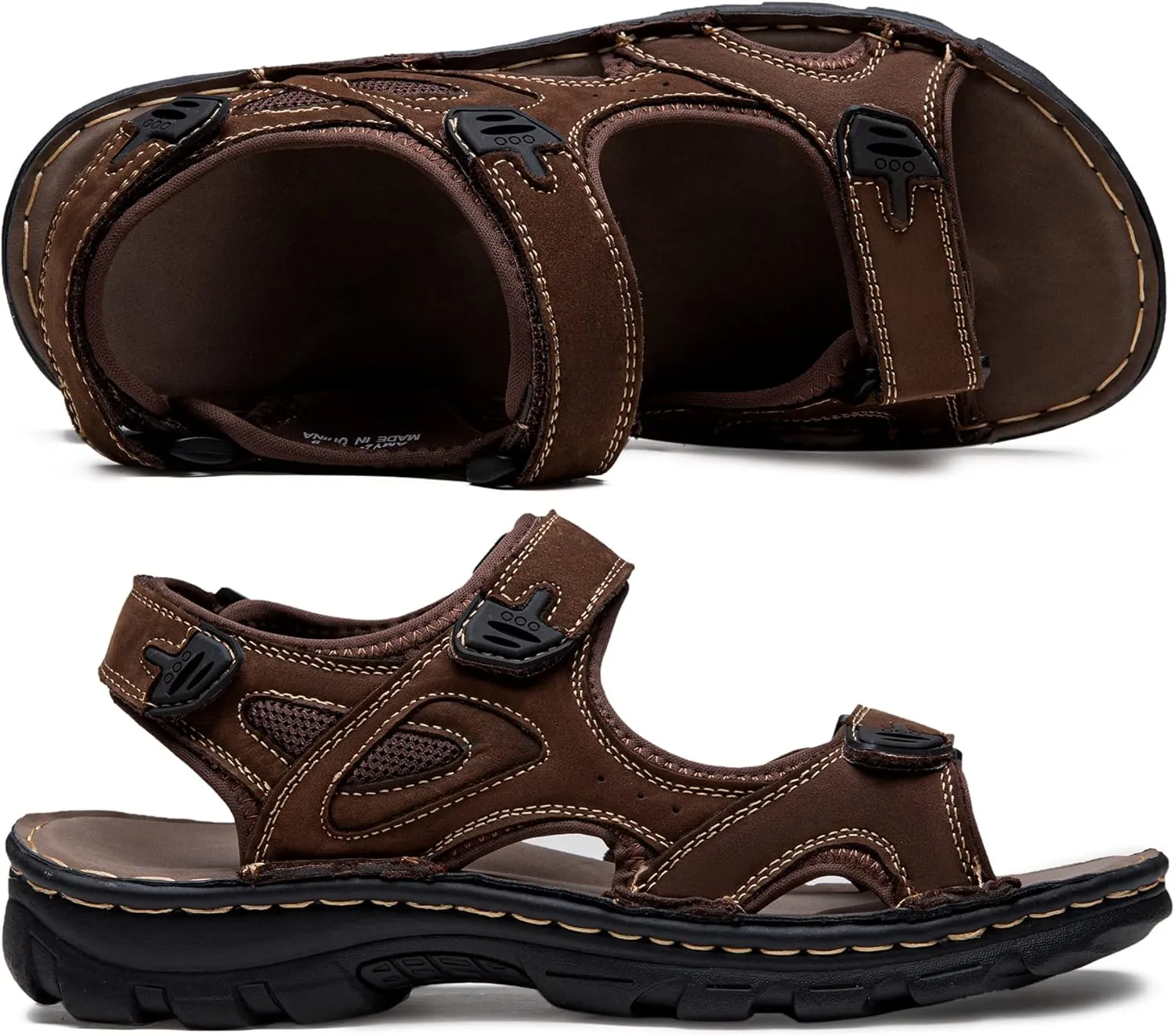 Jousen Men's Sandals Arch Support Casual Genuine Leather Summer Outdoor Beach Fisherman Sandals for Men