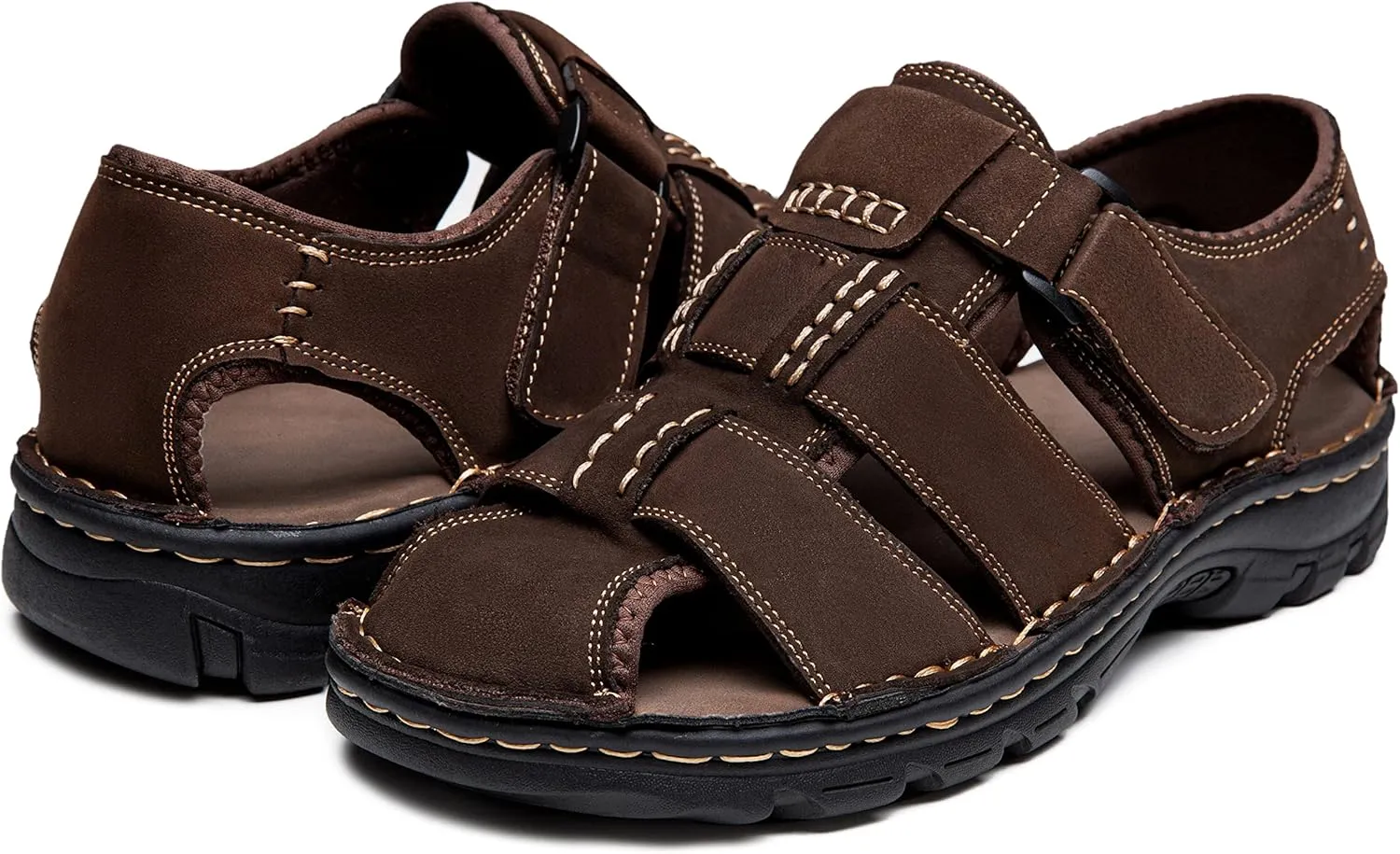 Jousen Men's Sandals Arch Support Casual Genuine Leather Summer Outdoor Beach Fisherman Sandals for Men