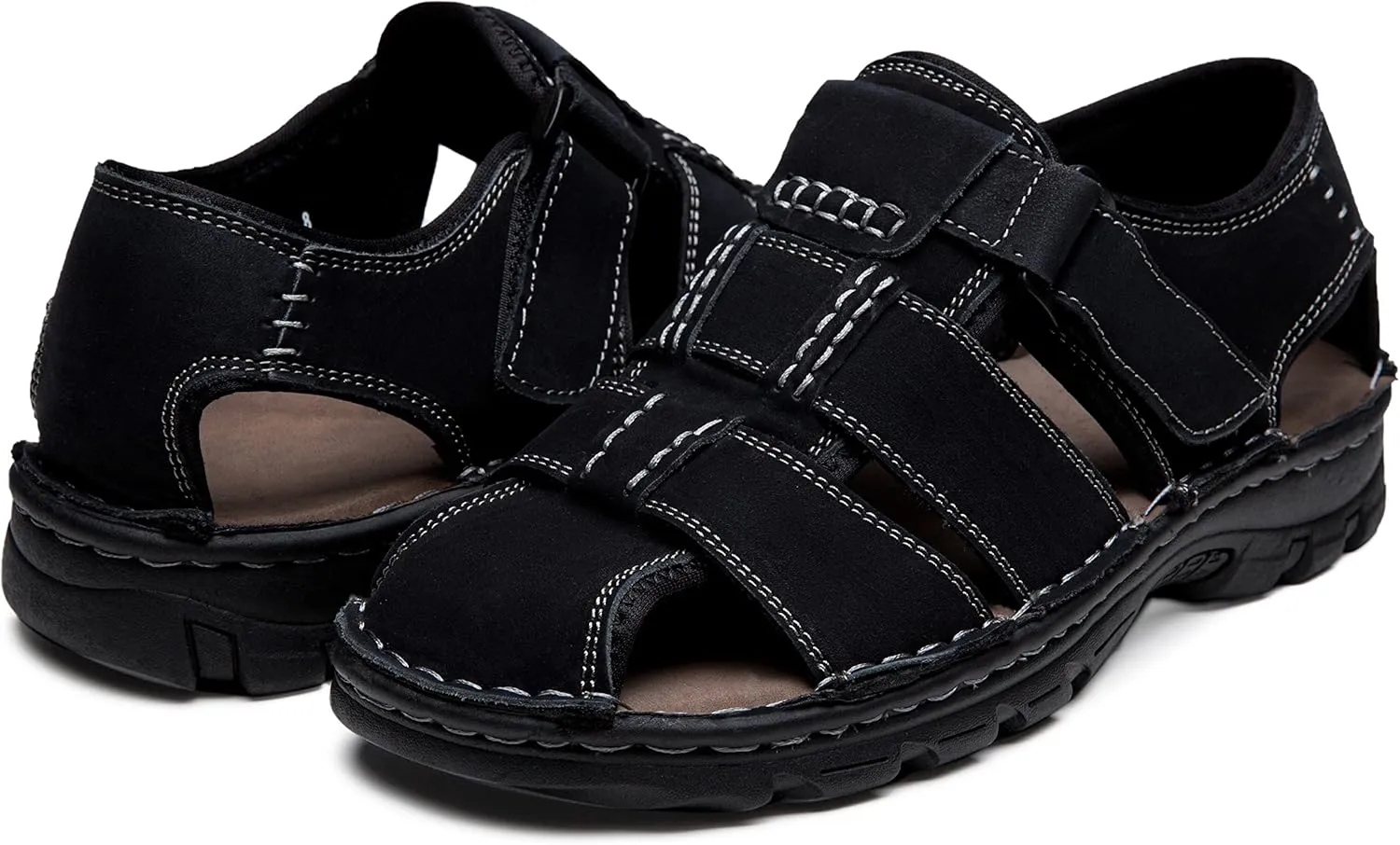 Jousen Men's Sandals Arch Support Casual Genuine Leather Summer Outdoor Beach Fisherman Sandals for Men