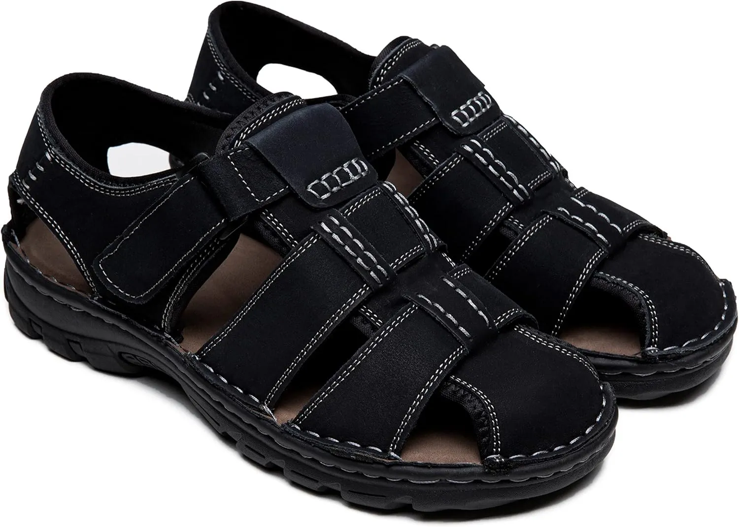 Jousen Men's Sandals Arch Support Casual Genuine Leather Summer Outdoor Beach Fisherman Sandals for Men